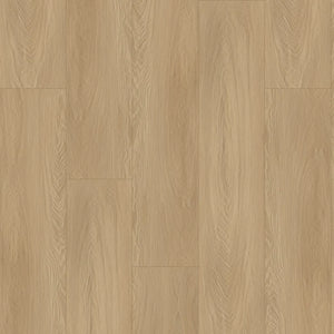 licht beige eiken vloer met subtiele houtnerfstructuur en lange smalle planken in een recht gelegd patroon