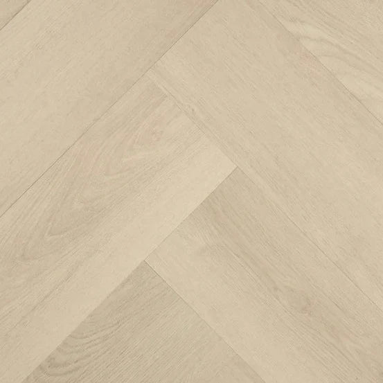 licht beige eiken vloer met visgraatpatroon en fijne houtstructuur