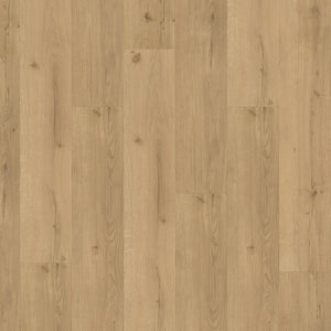 licht beige eiken vloer met rechte brede planken en subtiele houtnerfstructuur, natuurlijke houtkleur met knoesten en fijne vezelpatronen