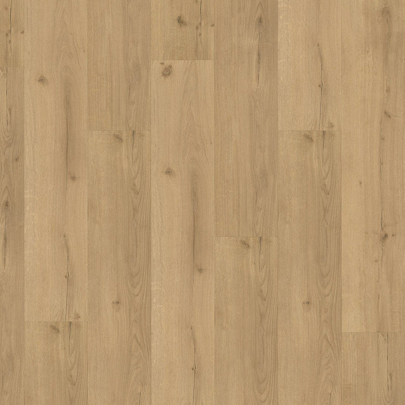 licht beige eiken vloer met rechte brede planken en subtiele houtnerfstructuur, natuurlijke houtkleur met knoesten en fijne vezelpatronen